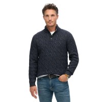 блуза,мъжки,пуловери,дамски,пуловери,superdry,cable,button,high,neck,sweater,grey,(darkest,navy)