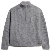 блуза,дамски,пуловери,дамски,плетени,дрехи,superdry,essential,half,zip,sweater,grey,(charcoal,marl)