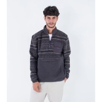 блуза,мъжки,пуловери,hurley,burrito,sherpa,track,half,zip,sweatshirt,black,(grey)