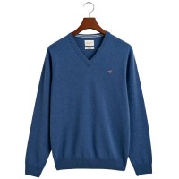 блуза,мъжки,пуловери,gant,superfine,lambswool,v,neck,sweater,blue,(dark,jeansblue,melange)