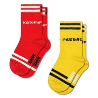 чорапи,детски,чорапи,hs,by,happy,socks,ketchup,crew,socks,2,pairs,yellow,red,(red)