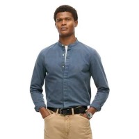 риза,с,дълъг,ръкав,дамски,ризи,мъжки,ризи,superdry,merchant,indigo,grandad,long,sleeve,shirt,blue,(indigo,gingham)