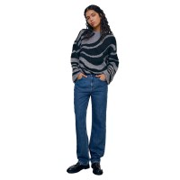 блуза,дамски,пуловери,дамски,плетени,дрехи,object,diana,lo,sweater,medium,grey,melange,pattern,zebra,black,(grey)