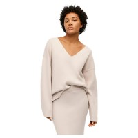 блуза,дамски,пуловери,дамски,плетени,дрехи,object,reynard,v,neck,sweater,silver,gray,(beige)