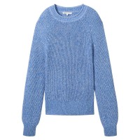 блуза,дамски,пуловери,дамски,плетени,дрехи,tom,tailor,crew,neck,sweater,sicilian,blue,melange,(blue)