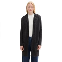 жилетка,дамски,пуловери,дамски,плетени,дрехи,tom,tailor,knit,hood,cardigan,shale,grey,melange,(black)