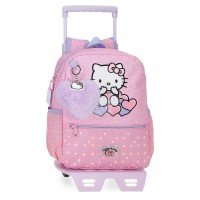 чанта,с,колела,куфари,hello,kitty,hearts,&,dots,28cm,trolley,bag,pink