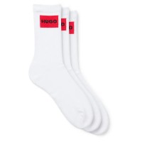чорапи,мъжки,чорапи,hugo,rib,label,10267340,socks,3,pairs,white,(white)