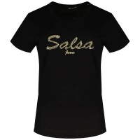 тениска,дамски,тениски,salsa,jeans,lurex,embroidery,branding,short,sleeve,t,shirt,black