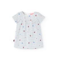рокля,дамски,поли,и,рокли,boboli,poplin,check,dress,white,(ladybug,flower,print)