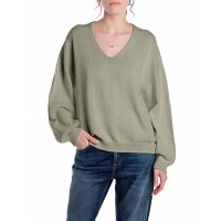 блуза,дамски,пуловери,дамски,плетени,дрехи,replay,dk3851.000.g23640,v,neck,sweater,lsage,(green)