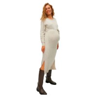 рокля,дамски,поли,и,рокли,vero,moda,efile,maternity,long,sleeve,midi,dress,birch,w,melange,(beige)