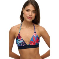 дамски,бански,костюми,superdry,logo,triangle,bikini,top,tropical,stencil,blue,print,(blue)
