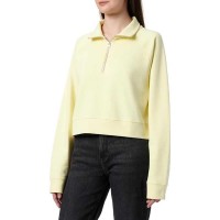 блуза,дамски,блузи,hugo,dileria,01,blue,half,zip,sweatshirt,yellow,(light,pastel,yellow)