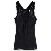 тениска,мъжки,тениски,дамски,тениски,scotch,&,soda,ruffle,sleeveless,t,shirt,black,(black)