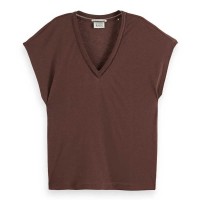 тениска,дамски,тениски,scotch,&,soda,u9a00648t,sleeveless,v,neck,t,shirt,brown,(cold,brew)
