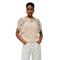 тениска,дамски,тениски,salsa,jeans,21009374,regular,fit,short,sleeve,t,shirt,light,pearl,v2,(beige)
