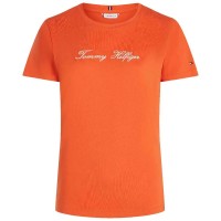 тениска,дамски,тениски,tommy,hilfiger,script,regular,fit,short,sleeve,t,shirt,brilliant,orange,(orange)