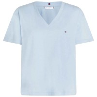 тениска,дамски,тениски,tommy,hilfiger,slub,cropped,short,sleeve,v,neck,t,shirt,breezy,blue,(blue)