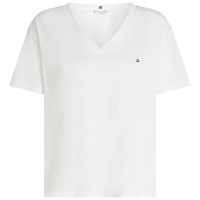 тениска,дамски,тениски,tommy,hilfiger,slub,cropped,short,sleeve,v,neck,t,shirt,ecru,(white)