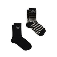 чорапи,дамски,чорапи,emporio,armani,ew000579,af13229,short,socks,2,pairs,black,ivory,stripes,(black)