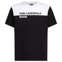 тениска,мъжки,тениски,karl,lagerfeld,reg,blocked,short,sleeve,t,shirt,white,black,(black)