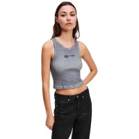 тениска,дамски,тениски,karl,lagerfeld,washed,ribbed,sleeveless,t,shirt,monument,(grey)