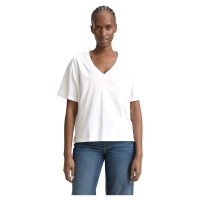 тениска,дамски,тениски,tom,tailor,boxy,short,sleeve,v,neck,t,shirt,white,(white)