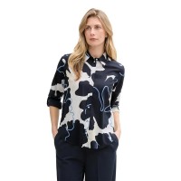 дамски,блузи,tom,tailor,printed,collar,long,sleeve,blouse,white,black,(big,floral,shapes,design)