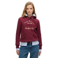 суичър,дамски,блузи,superdry,luxe,metallic,logo,hoodie,burgundy,(red)