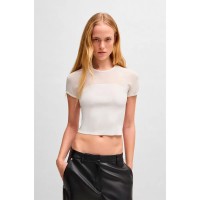блуза,мъжки,пуловери,дамски,пуловери,hugo,slevetta,10270371,short,sleeve,sweater,white,(natural)