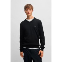 блуза,мъжки,пуловери,boss,kanovano,10268843,01,v,neck,sweater,black,001,(black)
