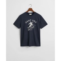 тениска,мъжки,тениски,gant,winter,sports,graphic,short,sleeve,t,shirt,evening,blue,(blue)