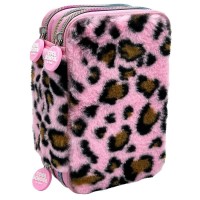 канцеларски,принадлежности,tinka,leopard,rosa,(8,804206),triple,pocket,pencil,case,pink,(pink)