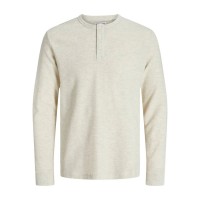 тениска,мъжки,тениски,дамски,тениски,jack,&,jones,dover,henley,long,sleeve,t,shirt,beige,(antique,white,melange)