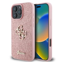 други,аксесоари,guess,pu,fixed,glitter,4g,metal,logo,iphone,16,pro,max,phone,case,pink,(pink)