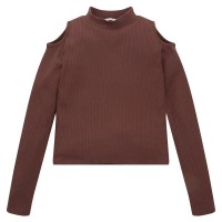 тениска,детски,тениски,tom,tailor,cropped,rib,long,sleeve,t,shirt,bitter,chocolate,space,dye,(brown)