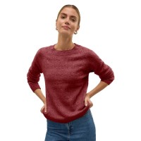 блуза,дамски,пуловери,дамски,плетени,дрехи,vero,moda,doffy,sweater,red,(syrah,w,white,melange)