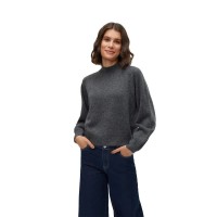 блуза,дамски,пуловери,дамски,плетени,дрехи,vero,moda,leaf,high,neck,sweater,grey,(dark,grey,melange)