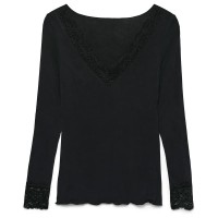 тениска,дамски,тениски,vero,moda,skye,long,sleeve,v,neck,t,shirt,black
