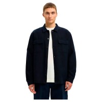 шапка,мъжки,якета,selected,leroy,linen,blend,overshirt,sky,captain,black,(blue)