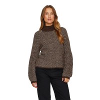 блуза,дамски,пуловери,дамски,плетени,дрехи,vila,lory,high,neck,sweater,brown,(coffee,bean,eggnog,melange)