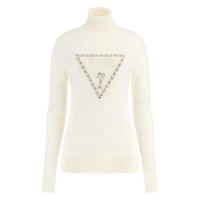 блуза,дамски,пуловери,дамски,плетени,дрехи,guess,melanie,triangle,logo,sweater,beige,(cream,white)