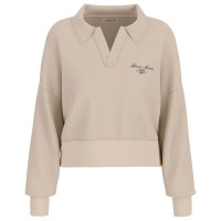 блуза,дамски,блузи,guess,jeans,notched,collar,crop,sweatshirt,biscotti,(beige)
