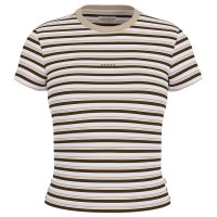 тениска,дамски,тениски,guess,jeans,stripe,embro,slim,short,sleeve,t,shirt,white,(biscotti,multi,strip)