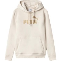 суичър,дамски,блузи,puma,essentials+,textured,foil,big,logo,hoodie,beige,(alpine,snow)