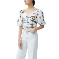 дамски,блузи,дамски,ризи,lily,printed,short,sleeve,blouse,white