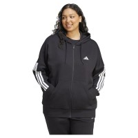 поларена,блуза,дамски,блузи,adidas,essentials,3,stripes,fleece,plus,full,zip,sweatshirt,black,(black,white)