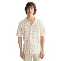 риза,с,къс,ръкав,дамски,ризи,мъжки,ризи,scotch,&,soda,jacquard,knitted,short,sleeve,shirt,beige,(eggnog)