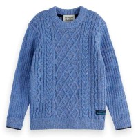 блуза,мъжки,пуловери,дамски,пуловери,scotch,&,soda,regular,fit,cable,knitted,sweater,blue,(faded,denim,melange)